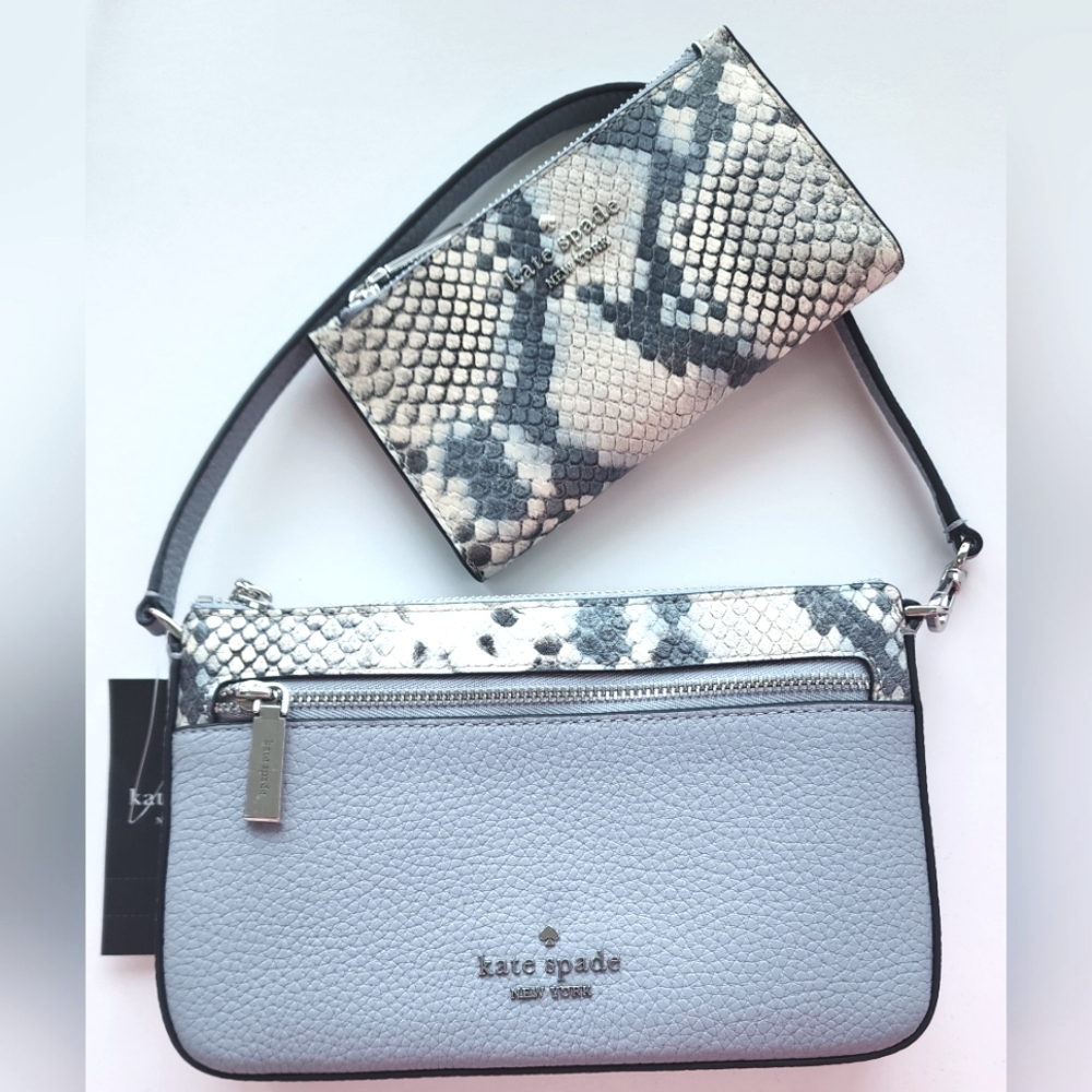 Kate Spade Leila Snake Embossed Convertible Wristlet & Wallet BUNDLE ♠️ NWT